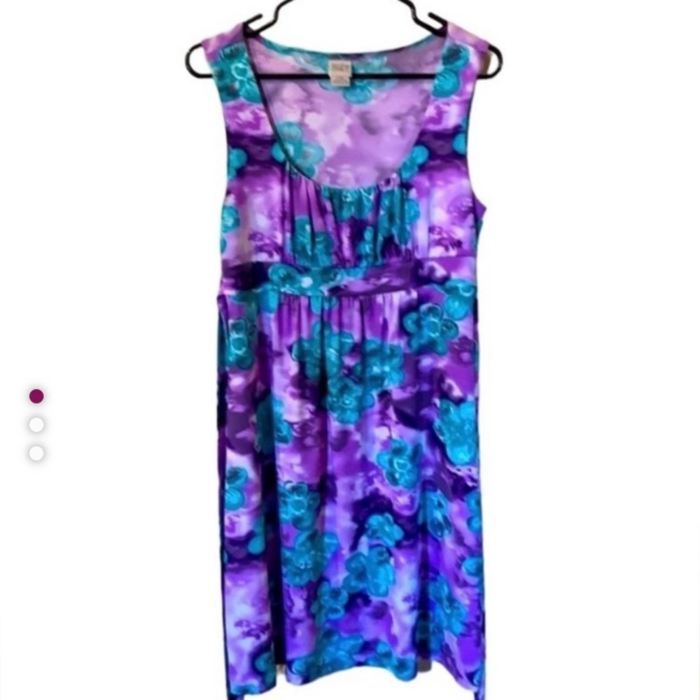 Floral Purple and Blue Sleeveless Suzy Shier Summer Dress